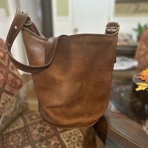 1996 COACH XL Duffel Feed Vintage Brown Leather Bucket bag